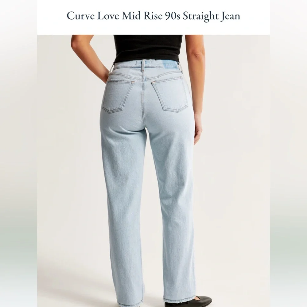 Abercrombie & Fitch Women's Light Blue “The 90s Straight Low Rise” - Picture 2 of 6